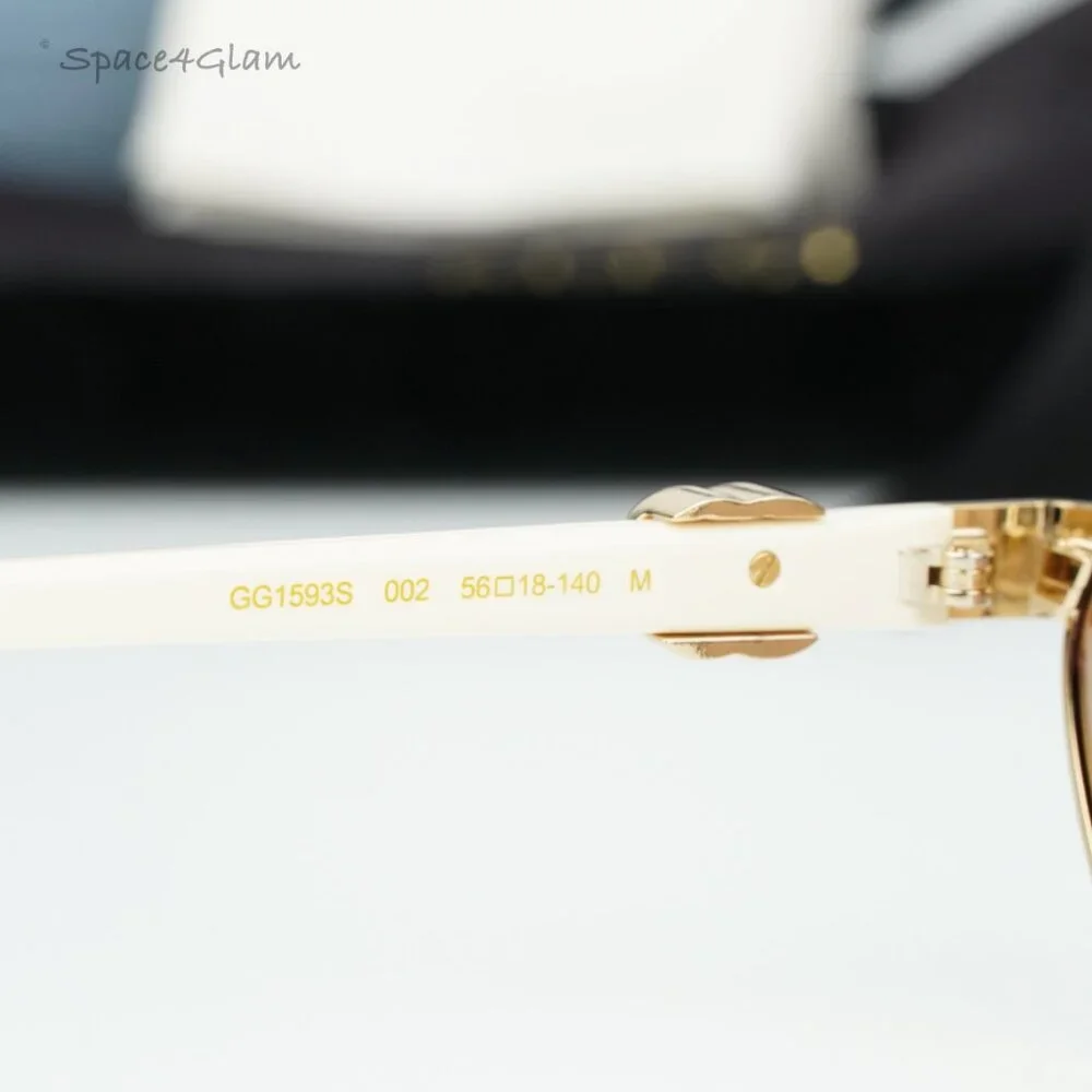 Gucci Men Sunglasses Gold Ivory Pink Geometric GG1593S 0002 BRAND NEW